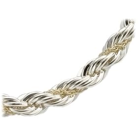 14k Yellow Gold and Sterling Silver 4mm French Rope Chain Necklace, 18