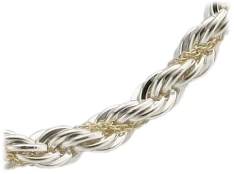 14k Yellow Gold and Sterling Silver 4mm French Rope Necklace, 18