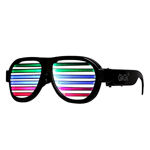 GkGk Music Active LED Glasses & Musical Shades Sound Flashing LED Club Glass for Party Live House/Vocal Concert/Bar /DJ/Disco/Club LED flash with the Music Rhythm for Halloween Festival