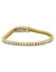 14k Yellow Gold 6.35 Carat Box Shape Princess Diamond Tennis Bracelet
