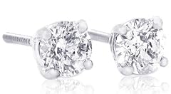 1 carat Brilliant Round Diamond Stud Earrings in 14Kt