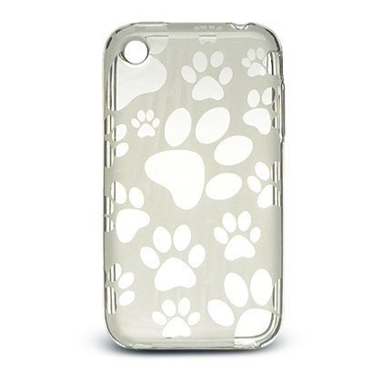 Premium Smoke Dog Paw Soft Crystal Skin Gel Cover Case for Apple Iphone 3g 3gs