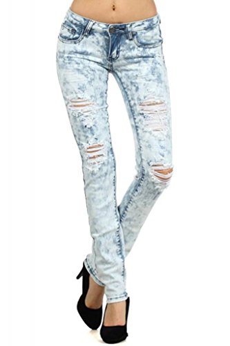 Machine Jeans Destroyed Distressed Denims Acid Wash Skinny Jeans Size 1