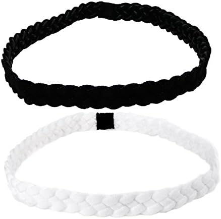 Braided Headbands, Multi Colored Headbands, Stunning Authentic Braided Bands, Soft and Washable, Perfect for Sports and Working Out Combo 1 (2 Pack)