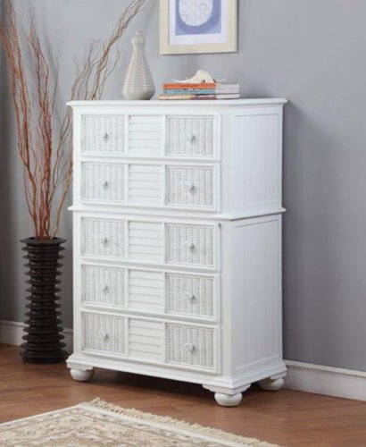 Ships Wheel Five Drawer Chest White