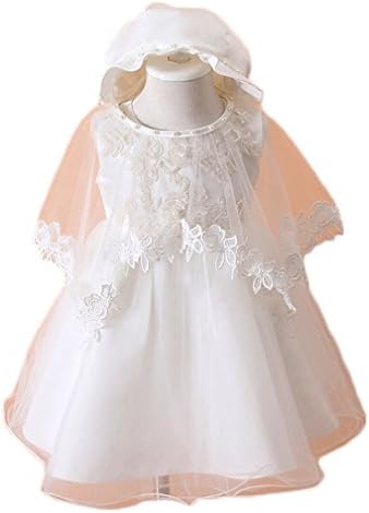 Baby Girls Christening Gowns Baptism Dresses With White Bonnet 12 18 Months
