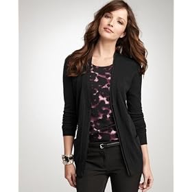 Buy Ann Taylor Ladies Black Grosgrain Trim Cardigan