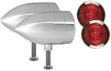 Adjure NS23515-R Beacon 2 Red Lens 35W Flush Mount Smooth Chrome Motorcycle Light - Pair