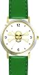 Skull and Crossed Bones or Cross Bones - Pirate Theme - JP - WATCHBUDDY&reg; DELUXE TWO-TONE THEME WATCH - Arabic Numbers - Green Leather Strap-Size-Women's Size-Small