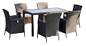 Ambientehome 63996 7-teilige Sitzgruppe Essgruppe Lubango Gartenmoebel Polyrattan gold / braun