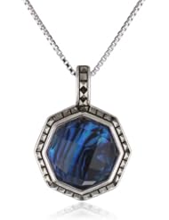 Judith Jack "Mini Octagons" Sterling Silver, Abalone and Marcasite Drop Pendant Necklace, 18"