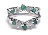 14k white gold Emerald & Diamond Ring Wrap Insert Guard