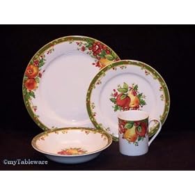 Colonial Williamsburg Winter'S Garland Twelve 4 Pc Place Settings With All-Purpose Bowl by