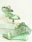 Produkt-Bild: Damen Beinbinder Sandalette Keil Absatz gr&uuml;n / bunt