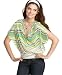 Miss Chievous Zig-Zag Print Deep V-Neck Dolman-Sleeve Top