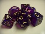 Chessex Dice: Polyhedral 7-Die Borealis Dice Set - ROYAL PURPLE with/GOLD - NEW