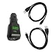 Black Color Dual Port / Socket USB Car Cigarette Lighter VPA DC Charger Adapter for up to 2 Devices at a Time (83904), and Two Palm Sync & Charge USB Cables (3420WW) for Use with Palm Pixi Plus, Palm Pre Plus, Palm Pixi, Palm Pre, Treo Pro, Treo 800w