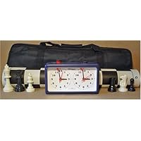 ChessCentral's Superior Chess Set with Triple Weighted Chess Pieces, Black Vinyl Board, Black Tote Bag and Timekeeper Chess and Game Clock