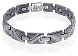 Mens Two Tone Silver Magnetic Titanium Bracelet 8.5 