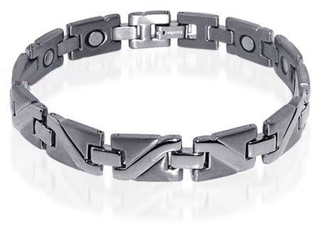 Mens Silver Tone Finish Magnetic Titanium Bracelet 8.5