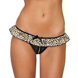 Sexy Crotchless Skirted Thong Pantie Animal Print S M or M L