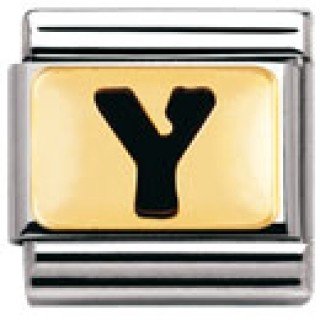Nomination Composable Classic SCHWARZE BUCHSTABEN Edelstahl und 18K-Gold (Y) 030264 Preisvergleich