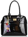 Womens Designer Black Maisy Inspired Patent Grab Handbag