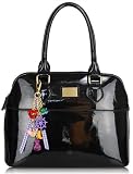 Womens Designer Black Maisy Inspired Patent Grab Handbag