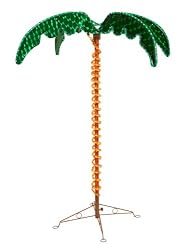 4.5' Deluxe Tropical Holographic LED Rope Lighted Palm Tree with Amber Trunk