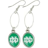 NCAA North Dakota Fighting Sioux Kelly Green-Silvertone Oval Drop Earrings