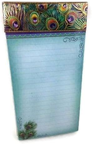 Punch Studio Decorative Peacock Magnetic Notepad List Pad 8" - The Gifted Line (Feathers)