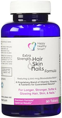 Unique Hair Skin and Nails Complex Supplement With Proprietary Blend Of Vitamins, Minerals And Powerful Nutrients For Longer, Shinier Hair, Stronger, More Elegant-Looking Nails, and Glowing, Youthful-Looking Skin. Includes 5,000 mcg Bioavailable Biotin - Vitamin B7- As Recommended By Top Dermatologists
