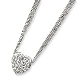 Sterling Silver Multi-Strand Heart CZ Necklace - 16 Inch