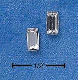 Sterling silver EMERALD CUT AUSTRIAN CRYSTAL APRIL BIRTHSTONE EARRINGS ON POSTS