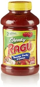 Ragu Chunky Pasta Sauce, Tomato Garlic & Onion, 45 Oz