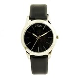 New Alloy Metal Black Leatherette Mens Watch with Black  Dial Featuring a Buckle Closure