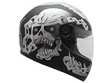 Matte Flat Black Skull Chain Full Face Motorcycle Street Sport Bike Helmet DOT (Large)