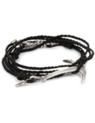 M.Cohen Handmade Designs Silver Anchor Charm On Triple Wrap Braided Rope Bracelet