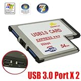 GMYLE(TM) 5Gbps BC618T 54mm 2 Port USB 3.0 Laptop Express Card support win7