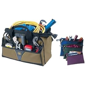 Custom LeatherCraft 1536-3 15 Pocket - 16-Inch Standard Tote Bag with 3 Multi-Purpose, Clip-On Zippered Bags