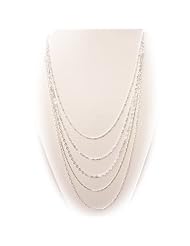 Sterling Silver Multi-strand 36 Inch Long Layered Chain Necklace Italy