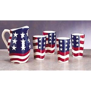 5pc Patriotic Pitcher/tumblers