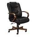 800 Series High-Back Swivel/ Tilt Chair - Black Leather/ Bourbon Cherry Finish