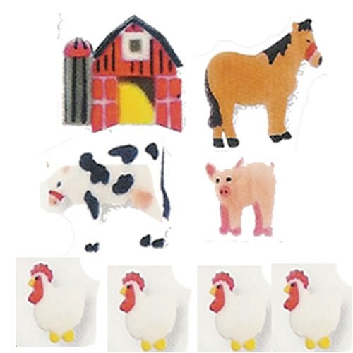 Farm Animal Cakes, Cupcakes, Cookies - Farm Animal Shaped Edible Hard Sugar Decorations... by Lucks
