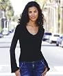 Ladies Sexy Bell Sleeve V-Neck w/ Merrow Edge Hems Ladies Sexy Bell Sleeve V-Neck w/ Merrow Edge Hems