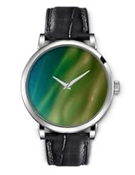 SPRAWL Aanalog Fashion Series Silver Ladies Watches of Genuine Black Leather Strap,Unique Wrist Watch for Women Girls Designed with Texture of a green stem