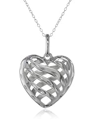 Sterling Silver Lattice Heart Pendant Necklace, 18"