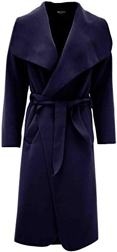 16MVRCH Womens Celebrity Inspired Waterfall Coat (Navy)