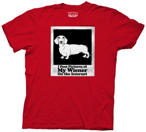 My Wiener On The Internet Funny Dachshund Dog Adult Red T-shirt Tee Shirt, Large Picture