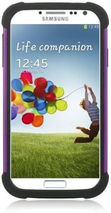 Multi Color Samsung Galaxy S4 IV i9500 S4 Studded Armor Dazzling Diamond Hybrid Silicone Hard Stars Case Cover,Premium Dual Layer Hybrid Back Cover Case Protection for with Bling Diamond Rhineston,Diamond Element Gypsophila Combo Hybrid Hard Case Cover for Galaxy S4 I9500 (Purple+Black)